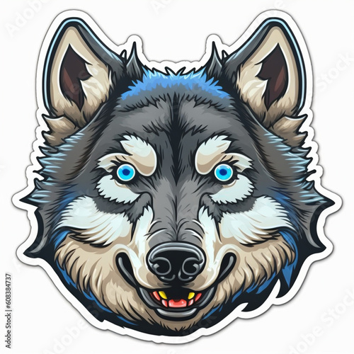 Striking Wolf Sticker with Wilderness Vibes and Vibrant Background, Generative AI photo