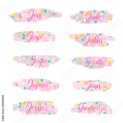 girl names that start with J  printable stickers  gift tags  labels  png file