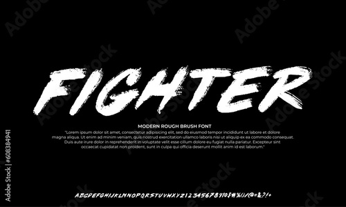 Fighter Brush Font. Hand Lettering Sketch Font. Vector Illustration