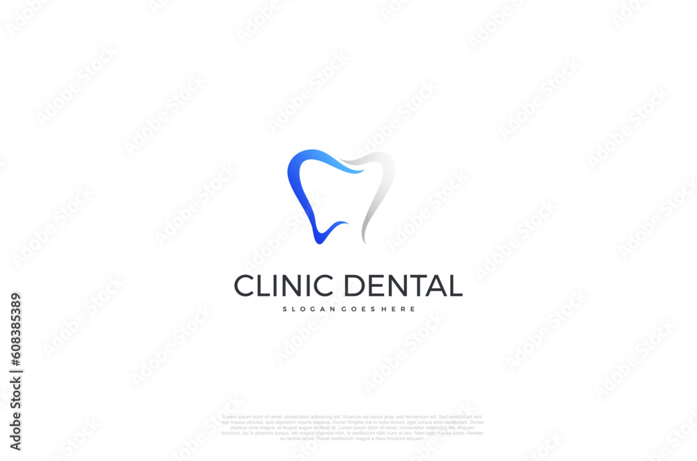 Obraz premium Clinic dental logo designs. Tooth abstract icons, dentist stomatology medical doctor. Vector concept