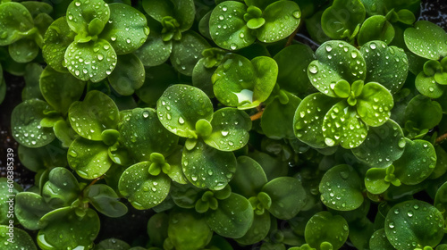 Glistening Water Droplets on Fresh Oregano Leaves. Generative AI