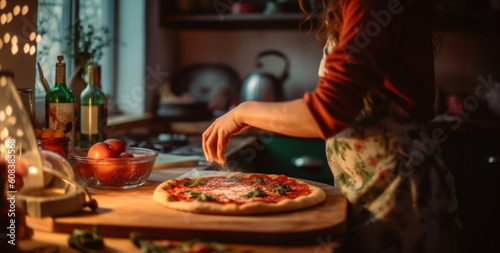 person preparing pizza