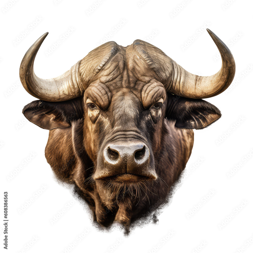 Naklejka premium African buffalo head isolated on white