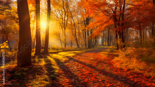 Mesmerizing Autumnal Landscape. AI Generated © EwaStudio
