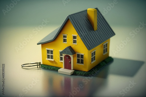 Miniatur Haus in gelb, ai generativ