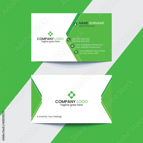 vector green and white business card