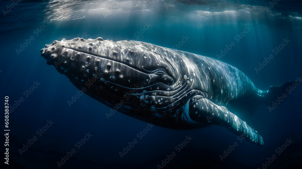 The Majestic Presence of a Whale Calf. Generative AI The Majestic Presence of a Whale Calf. Generative AI