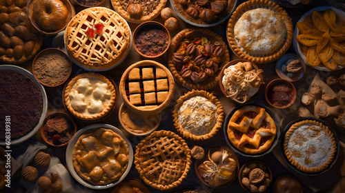 Assortment of the Most Popular Desserts. Gourmet Cakes and Pies. AI Generated