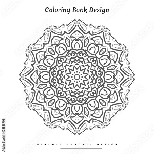 Mandala Coloring book design with minimal floral shapes and creative ornaments