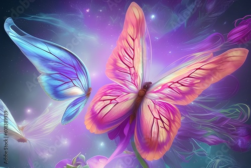 A butterfly has a transformative energy that weaves love and light.Their magic adds another earthly beauty to flowers - generative ai