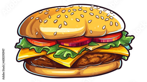 Cartoon style hamburger AI generative
