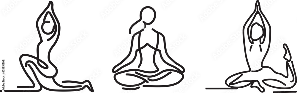Yoga line art vector silhouette Yoga line art vector silhouette