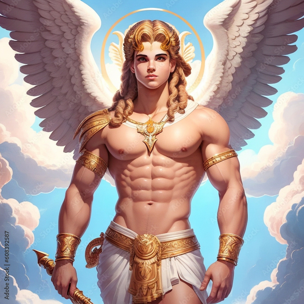 graphic illustration of a greek god with wings , greek god , generative ai graphic illustration of a greek god with wings , greek god , generative ai