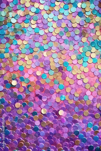 Rainbow pink, blue, green, purple, and yellow color glitter sparkle. Generative AI