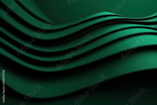 Green color strip wave paper line. Abstract texture with black holes. Generative AI