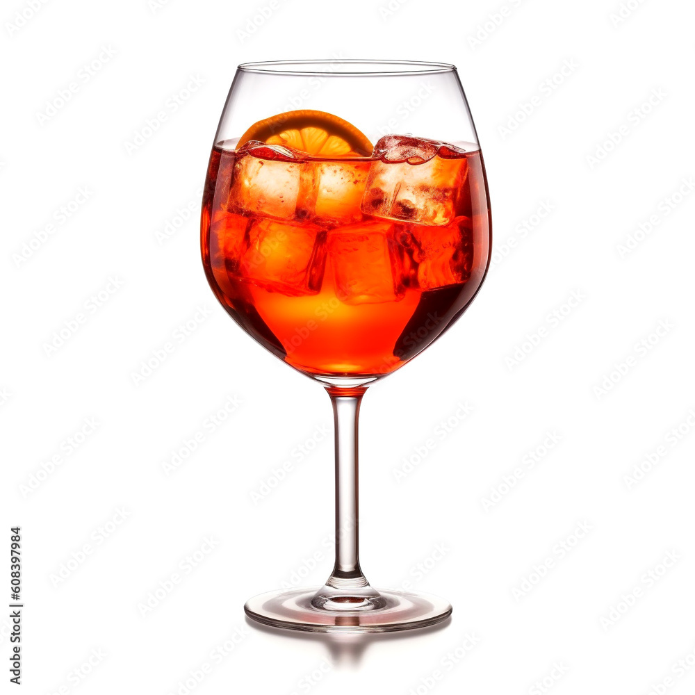 aperol spritz drink in a glass with orange slices isolated on white background, ai generated aperol spritz drink in a glass with orange slices isolated on white background, ai generated