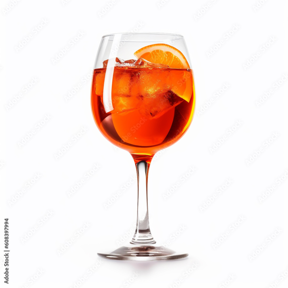 aperol spritz drink in a glass with orange slices isolated on white background, ai generated aperol spritz drink in a glass with orange slices isolated on white background, ai generated
