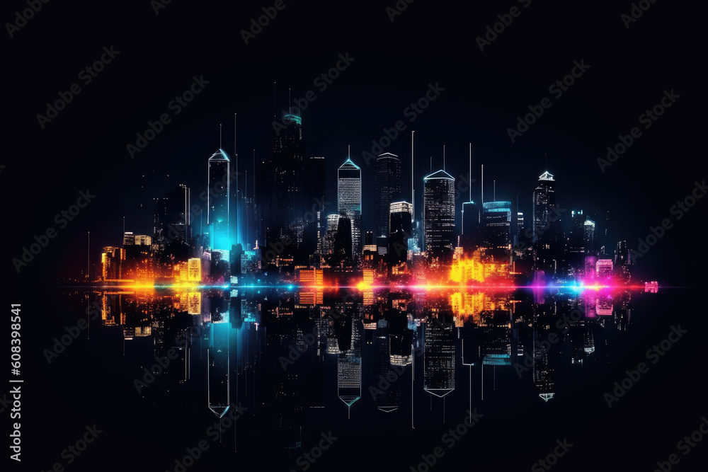 Abstract night light city. AI