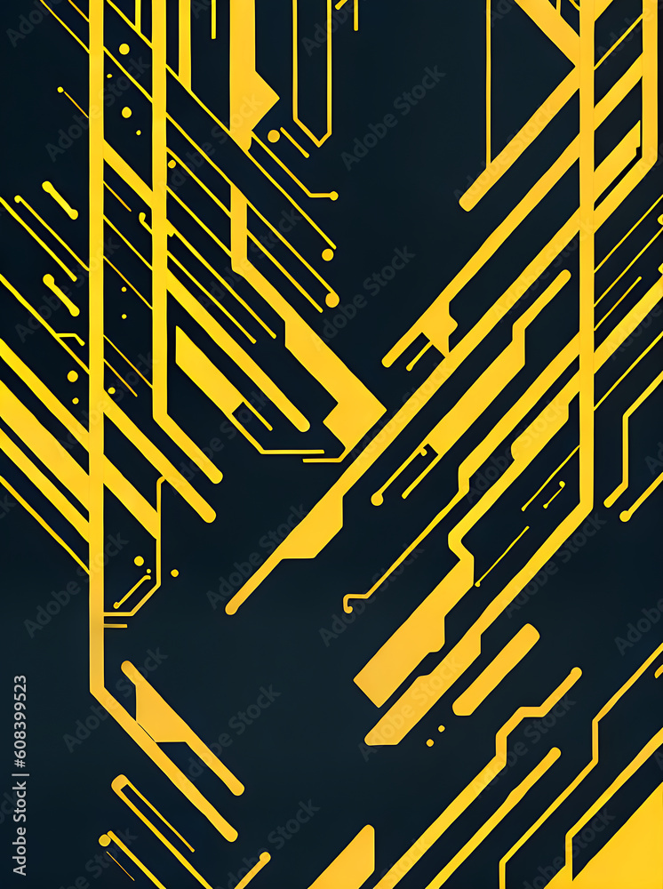 Golden ink lines on dark forest with Golden ink lines on dark forest with