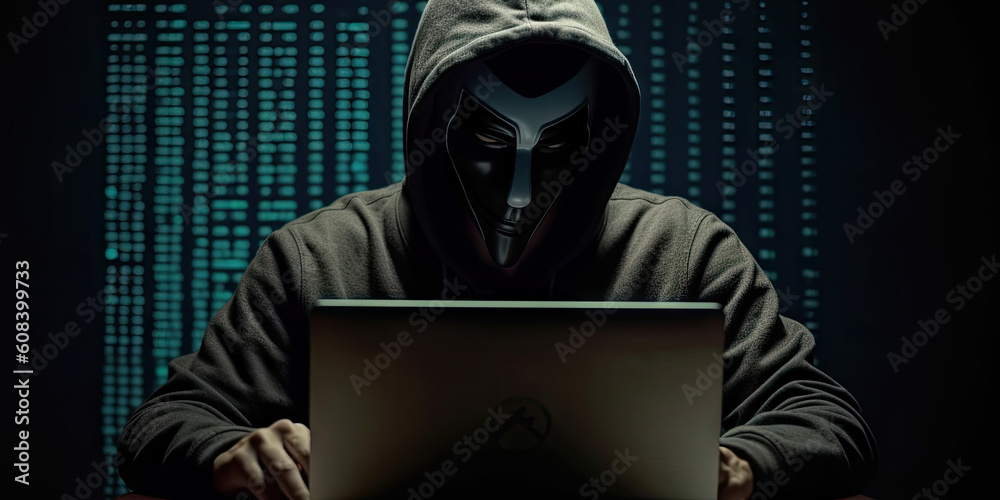 Anonymous hacker without face typing computer laptop. generative ai Anonymous hacker without face typing computer laptop. generative ai