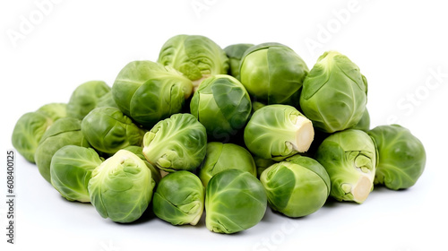 Brussel sprouts, isolated on white background. Generative ai