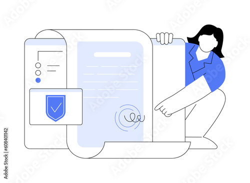 Electronic contract abstract concept vector illustration.