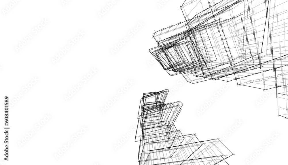 Modern architecture building 3d rendering