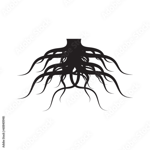 root of the tree icon silhouette design template vector