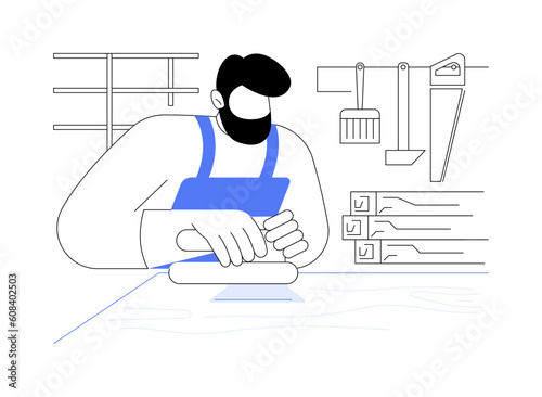 Wood sanding abstract concept vector illustration.