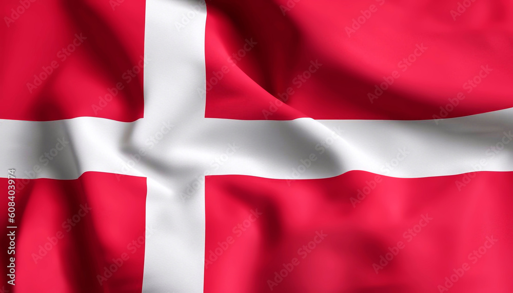 Flag of Denmark with folds