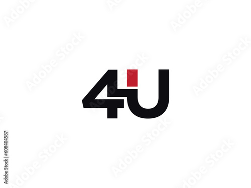 4U Letter Logo Designs, Alphabet 4u Number Logo Monogram