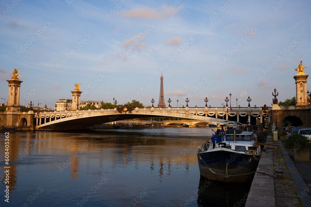The famous Alexandre III bridge in Paris, France The famous Alexandre III bridge in Paris, France