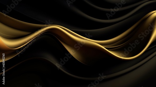 Vector black and gold abstract background with waves and lines. Generative AI