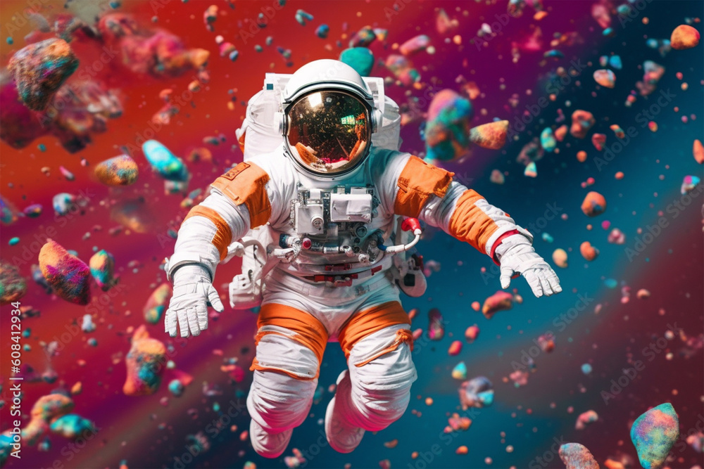 Fototapeta premium astronaut in space generative ai