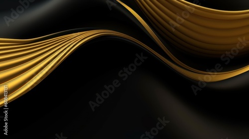 Vector black and gold abstract background with waves and lines. Generative AI