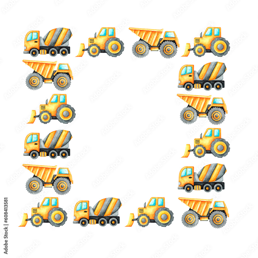 1 Set Of Cartoon Building Vehicle Stickers, Truck Excavator Tractor Wall Stickers, Used For Living Room, Bedroom Wall Stickers, Home Decoration PVC Detachable