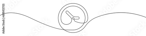 Clock icon line continuous drawing vector. One line Construction Clock icon vector background. Timer icon. Continuous outline of a Alarm clock icon.