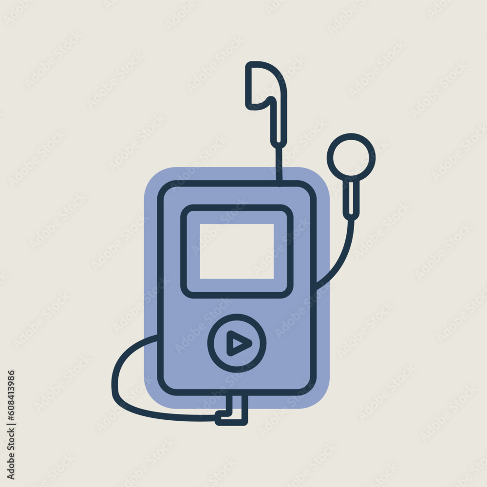 Media player with headphones vector icon Media player with headphones vector icon
