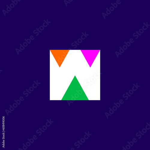 Letter w typography squire box logo design,. malty colors vector