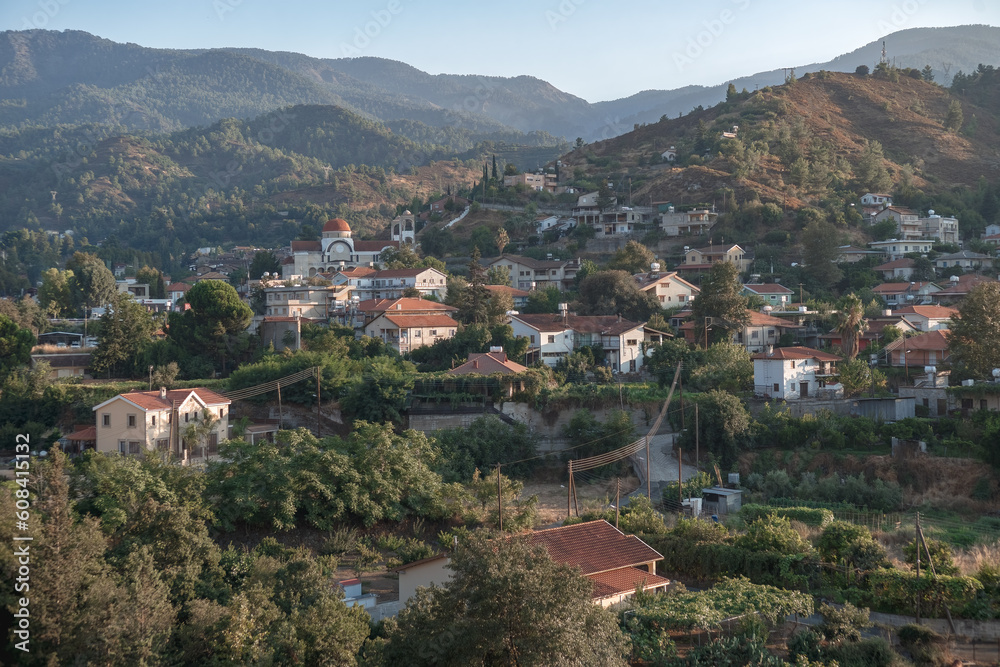 A view over the traditional mountain village of Kakopetria. Nicosia District. Cyprus