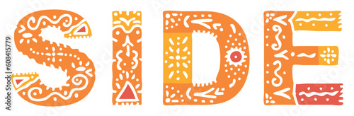 SIDE. Isolated text, national ethnic ornament, Patterned. Place in Turkey SIDE for social network, web resources, mobile app, Turkish travel, t-shirt, banner, adv.