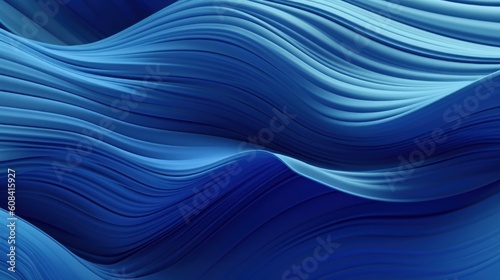 Vector blue abstract background with realistic waves and lines. Generative AI © nadunprabodana