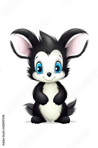 Cute baby Skunk in Cartoon Style on white background - generative AI