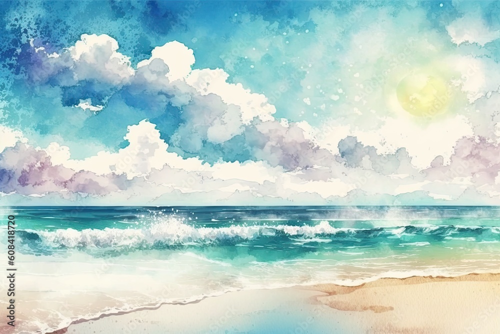 Illustration of the sky and the water. Generative AI Illustration of the sky and the water. Generative AI