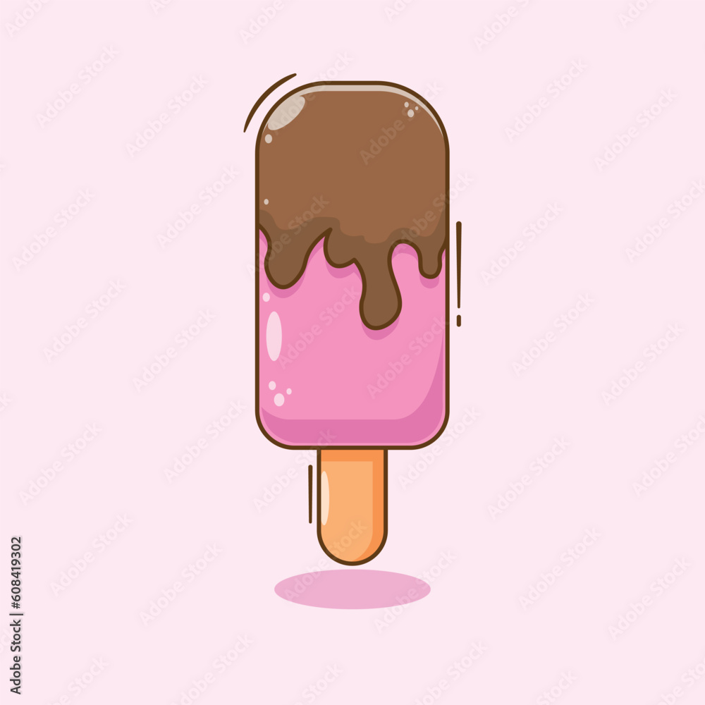 free vector illustration cartoon of gelato with chocolate and pink as a color inside free vector illustration cartoon of gelato with chocolate and pink as a color inside