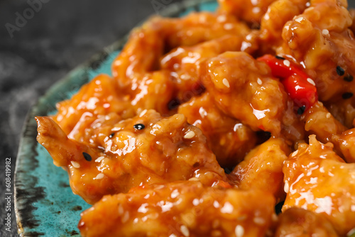 Plate with tasty sweet and ...