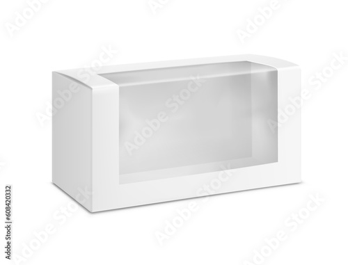 Rectangle box with clear window mockup. Vector illustration isolated on white background, ready and simple to use for your design. EPS10. 