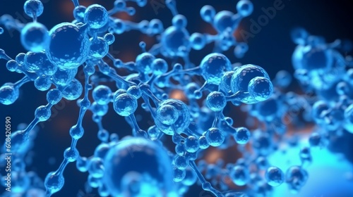 Molecule or atom, Abstract molecular, structure for Science or medical background, 3d illustration. Generative ai