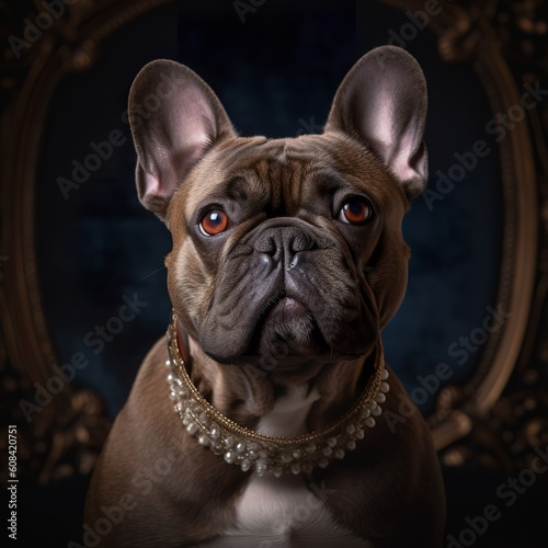 Elegant French Bulldog in a Classic Portrait Pose © Emojibb.Family