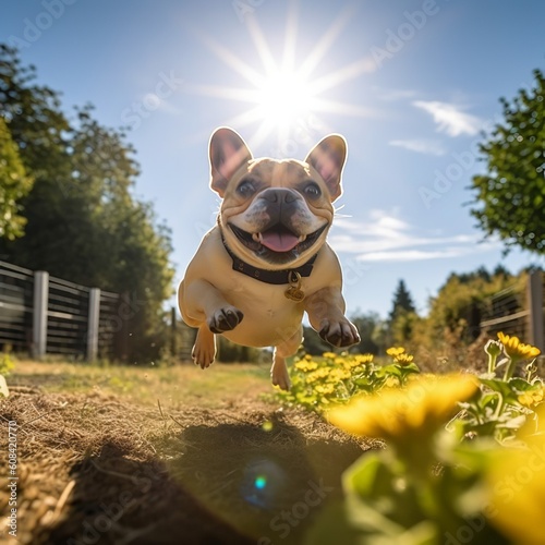 Playful French Bulldog Enjoying a Sunny Day Outdoors